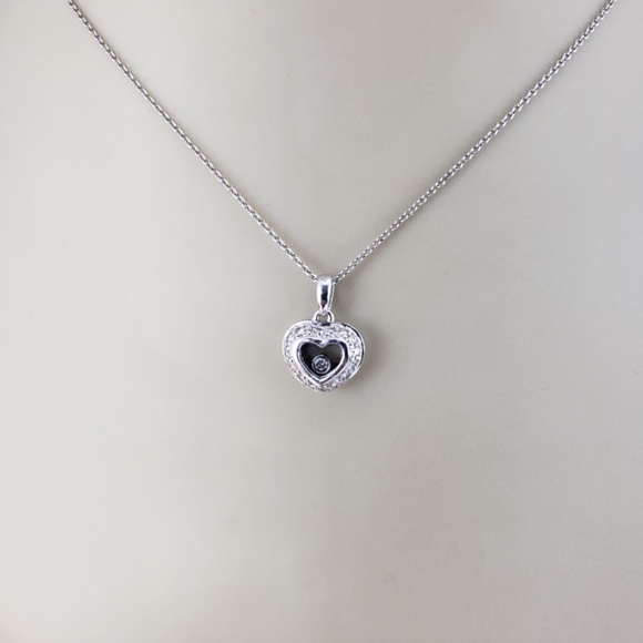 18 Karat White Gold Floating Diamond Heart Pendant #18761 - Picture 8 of 8